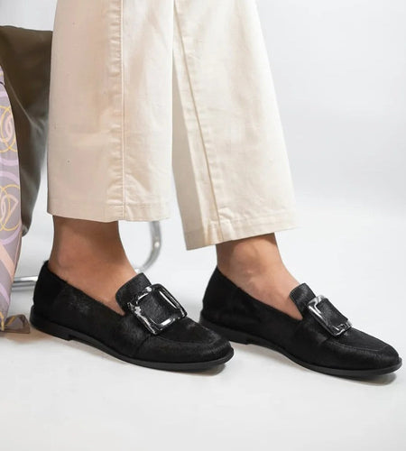 Vintage Square-Button Low-Cut Loafers — Women’s Elegant Slip-On Shoes
