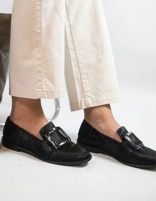 Load image into Gallery viewer, Vintage Square-Button Low-Cut Loafers — Women’s Elegant Slip-On Shoes

