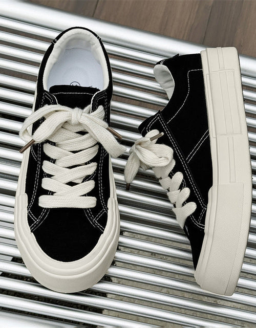 Load image into Gallery viewer, Women’s Canvas Platform Skate Shoes — Casual &amp; Sporty Lifted Sneakers
