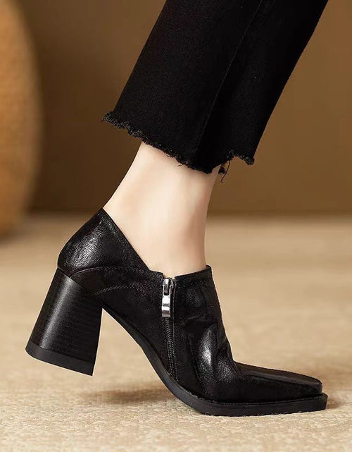 Load image into Gallery viewer, Women’s Chunky-Heel High Heels with Side Zipper

