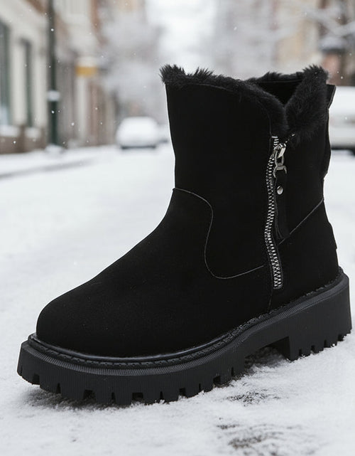 Load image into Gallery viewer, Women’s Velvet Lined Cotton Snow Boots — Plus Size Winter Warm Boots
