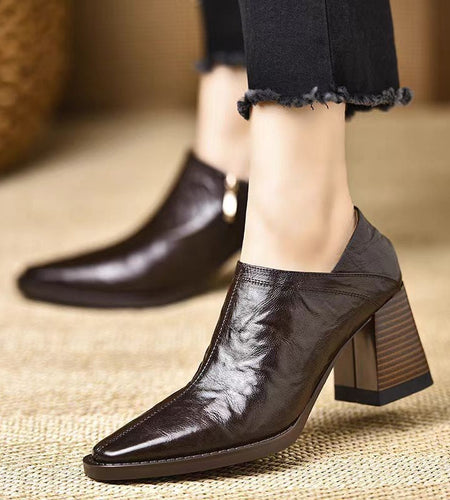 Women’s Chunky-Heel High Heels with Side Zipper