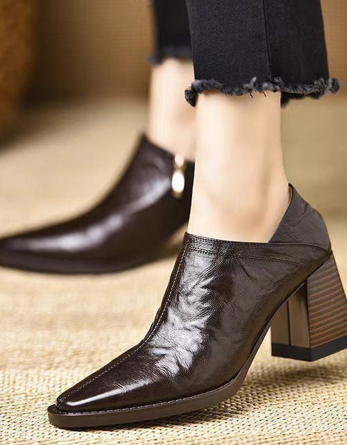 Load image into Gallery viewer, Women’s Chunky-Heel High Heels with Side Zipper
