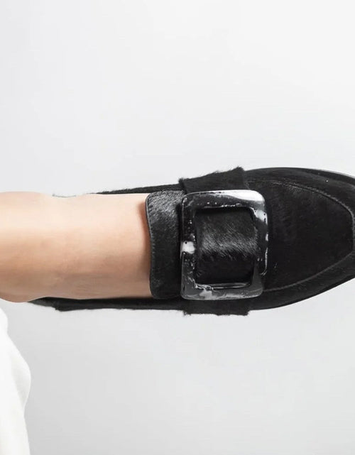 Load image into Gallery viewer, Vintage Square-Button Low-Cut Loafers — Women’s Elegant Slip-On Shoes
