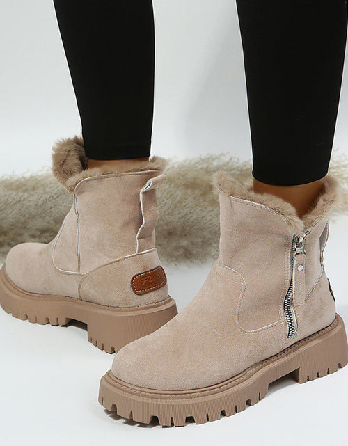 Load image into Gallery viewer, Women’s Velvet Lined Cotton Snow Boots — Plus Size Winter Warm Boots
