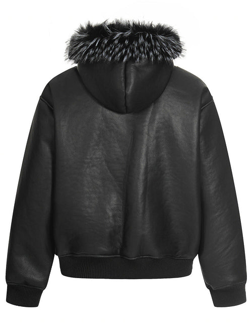 Load image into Gallery viewer, Street Style Men's Cotton Coat with Hood, Fur Collar, Letter Embroidery, Casual Loose Fit Outerwear Jacket
