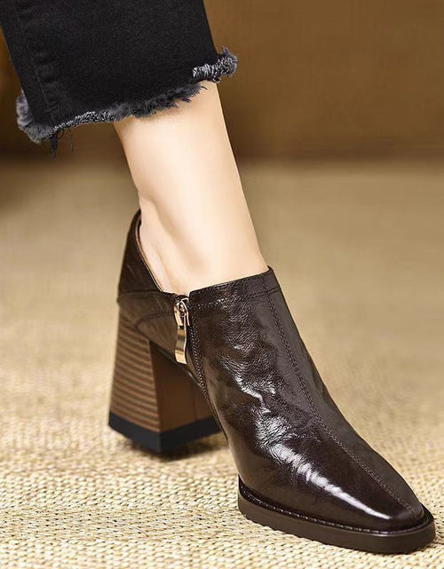 Load image into Gallery viewer, Women’s Chunky-Heel High Heels with Side Zipper
