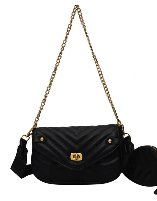 Load image into Gallery viewer, Quilted Crossbody Bag with Coin Purse and Chain
