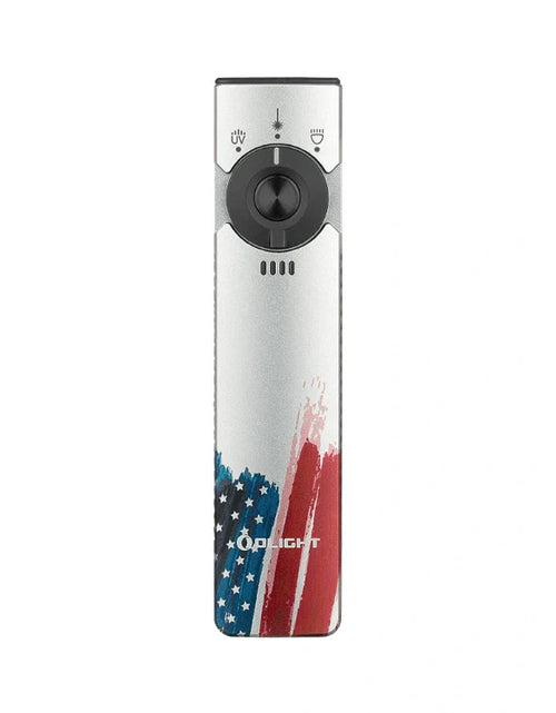 Load image into Gallery viewer, OLIGHT ARKFELDPRO3RSTARS Arkfeld Pro Flat EDC Flashlight with LED Light UV and Laser - Stars &amp; Stripes Edition
