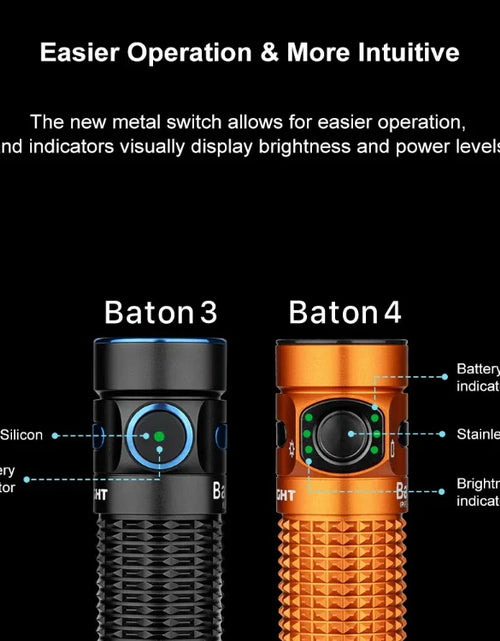 Load image into Gallery viewer, OLIGHT BATON4KITOG Baton 4 Powerful EDC Flashlight 1300 Lumens - Orange-Premium (With Charging Case)

