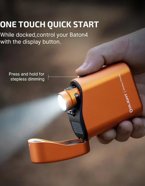 Load image into Gallery viewer, OLIGHT BATON4KITOG Baton 4 Powerful EDC Flashlight 1300 Lumens - Orange-Premium (With Charging Case)

