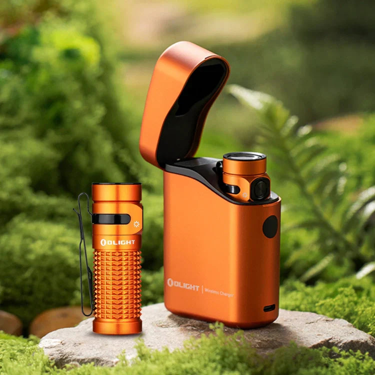 OLIGHT BATON4KITOG Baton 4 Powerful EDC Flashlight 1300 Lumens - Orange-Premium (With Charging Case)