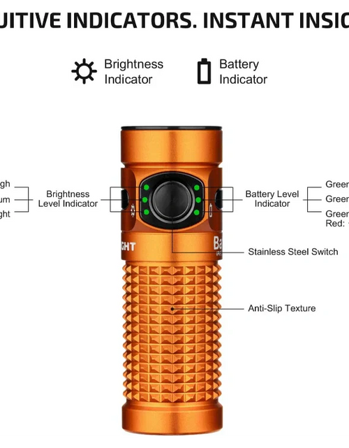 Load image into Gallery viewer, OLIGHT BATON4KITOG Baton 4 Powerful EDC Flashlight 1300 Lumens - Orange-Premium (With Charging Case)
