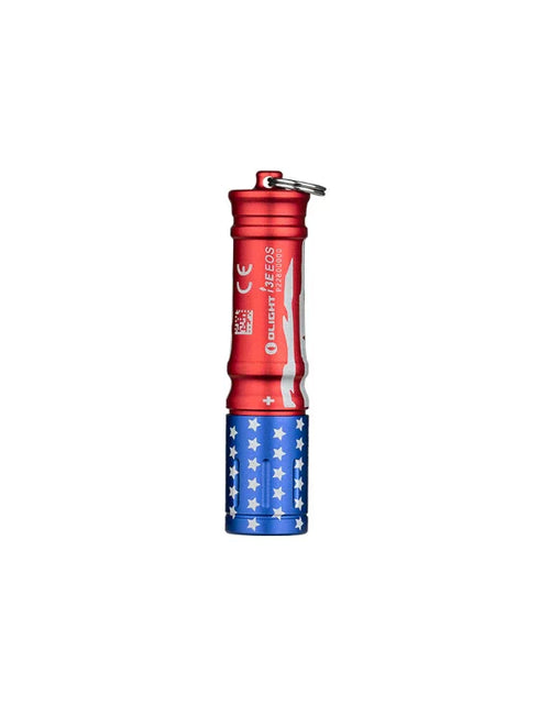 Load image into Gallery viewer, OLIGHT I3ESTARSSTRIPES i3E EOS Keychain Flashlight - Stars &amp; Stripes Edition
