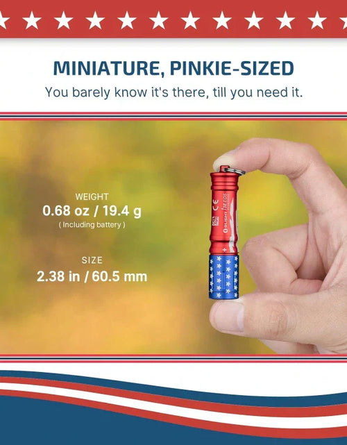 Load image into Gallery viewer, OLIGHT I3ESTARSSTRIPES i3E EOS Keychain Flashlight - Stars &amp; Stripes Edition
