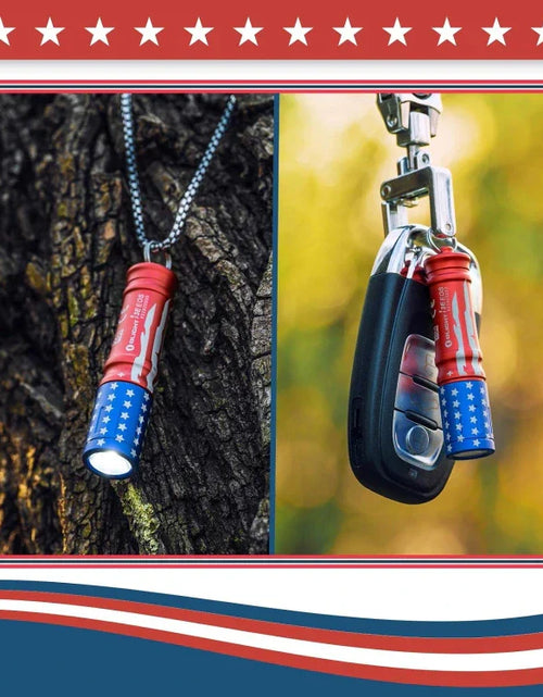 Load image into Gallery viewer, OLIGHT I3ESTARSSTRIPES i3E EOS Keychain Flashlight - Stars &amp; Stripes Edition

