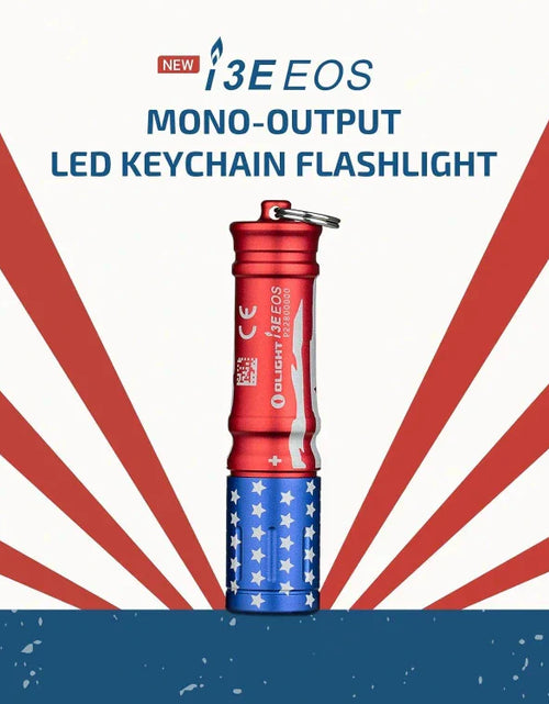 Load image into Gallery viewer, OLIGHT I3ESTARSSTRIPES i3E EOS Keychain Flashlight - Stars &amp; Stripes Edition
