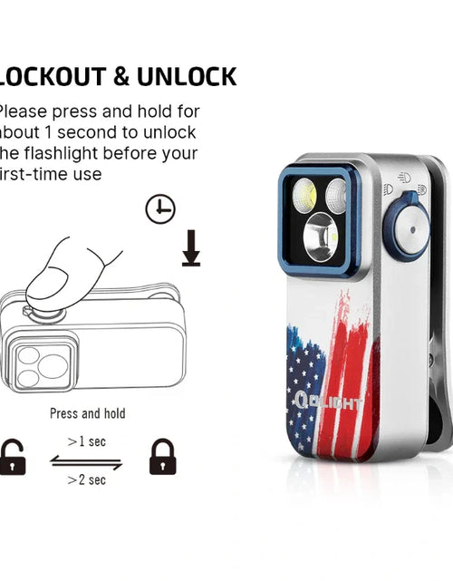 Load image into Gallery viewer, OLIGHT OCLIPPROSTARS Oclip Pro Clip on Flashlight with Floodlight Spotlight and Red Light - Stars &amp; Stripes Edition
