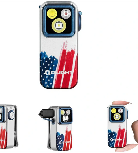 OLIGHT OCLIPPROSTARS Oclip Pro Clip on Flashlight with Floodlight Spotlight and Red Light - Stars & Stripes Edition