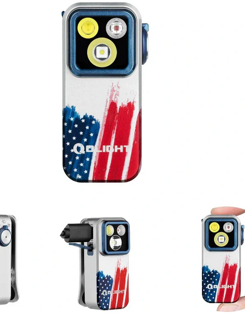 Load image into Gallery viewer, OLIGHT OCLIPPROSTARS Oclip Pro Clip on Flashlight with Floodlight Spotlight and Red Light - Stars &amp; Stripes Edition
