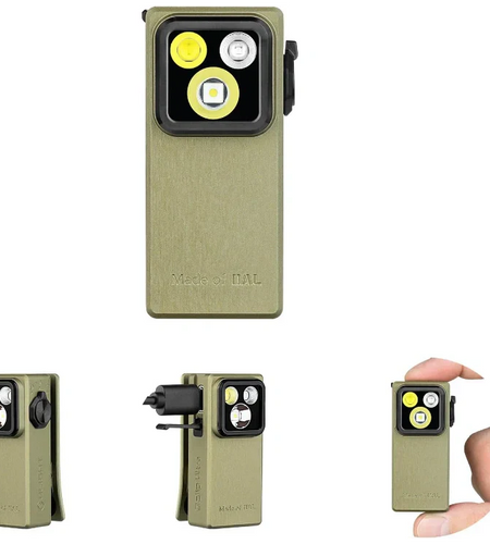 OLIGHT OCLIPULTRAOAL Oclip Ultra Clip-On EDC Light with Flood, Spot, and UV Modes - Olive Green