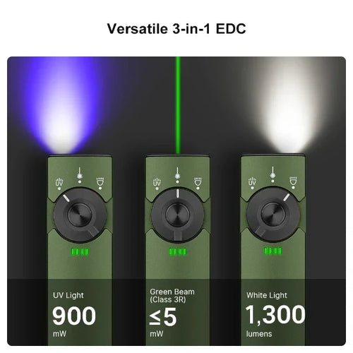 Load image into Gallery viewer, OLIGHT ARKFELDPRO3RODGV3 Arkfeld Pro Flat EDC Flashlight with LED Light UV and Laser - OD Green
