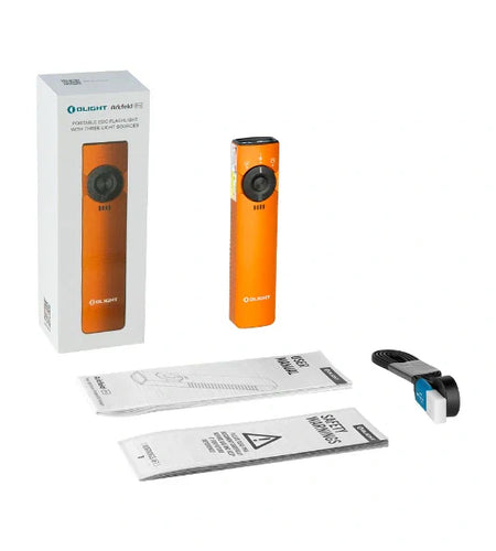 OLIGHT ARKFELDPRO3ROGV3 Arkfeld Pro Flat EDC Flashlight with LED Light UV and Laser - Orange