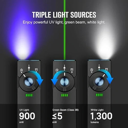 Load image into Gallery viewer, OLIGHT ARKFELDPRO3RBKCWV3 Arkfeld Pro Flat EDC Flashlight with LED Light UV and Laser - Black
