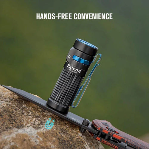 Load image into Gallery viewer, OLIGHT BATON4KITBK Baton 4 Powerful EDC Flashlight 1300 Lumens - Black - Premium (With Charging Case)

