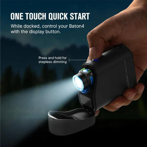 Load image into Gallery viewer, OLIGHT BATON4KITBK Baton 4 Powerful EDC Flashlight 1300 Lumens - Black - Premium (With Charging Case)

