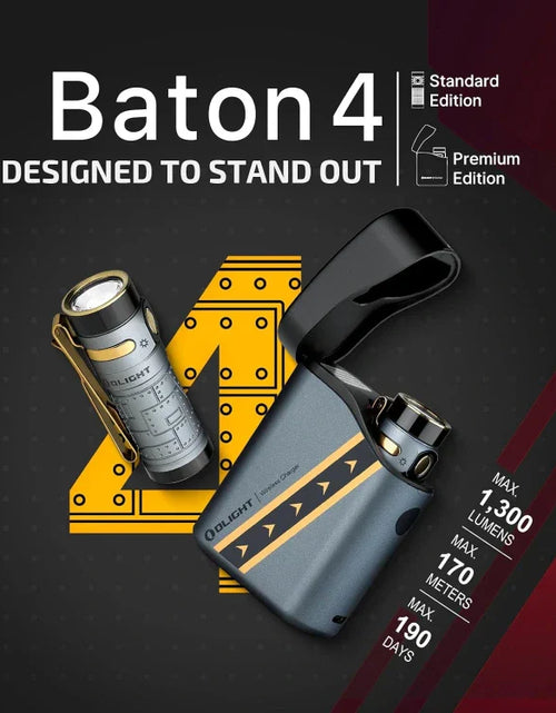 Load image into Gallery viewer, OLIGHT BATON4KITFTPL Baton 4 Powerful EDC Flashlight 1300 Lumens - Fighter Pilot-Premium
