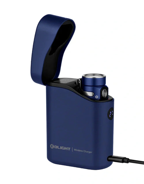 Load image into Gallery viewer, OLIGHT BATON4KITRGBU Baton 4 Powerful EDC Flashlight 1300 Lumens - Regal Blue - Premium (With Charging Case)
