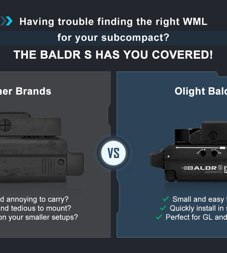 OLIGHT BALDRSBK Baldr S Rail Mounted Light 800 Lumens