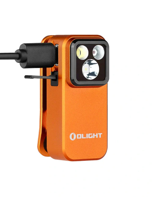 Load image into Gallery viewer, OLIGHT OCLIPPROOGC2M Oclip Pro Clip on Flashlight with Floodlight Spotlight and Red Light - Orange
