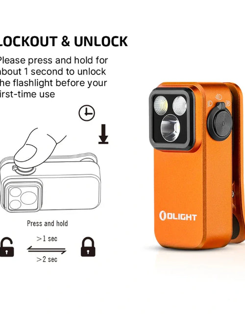 Load image into Gallery viewer, OLIGHT OCLIPPROOGC2M Oclip Pro Clip on Flashlight with Floodlight Spotlight and Red Light - Orange
