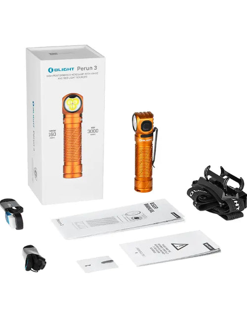Load image into Gallery viewer, OLIGHT PERUN3OG Perun 3 Headlamp 3000 Lumens White Light and Red Light - Orange
