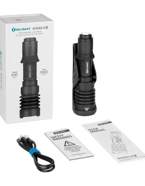 Load image into Gallery viewer, OLIGHT WARRIORX4MTBK Warrior X 4 USB-C and MCC Rechargeable Tactical Flashlight With Holster - Matte Black
