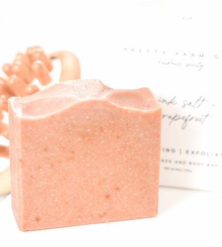 Pink Salt + Grapefruit Cleansing Bar Handmade Tallow and Goat Milk Soap Bar