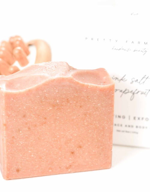 Load image into Gallery viewer, Pink Salt + Grapefruit Cleansing Bar Handmade Tallow and Goat Milk Soap Bar
