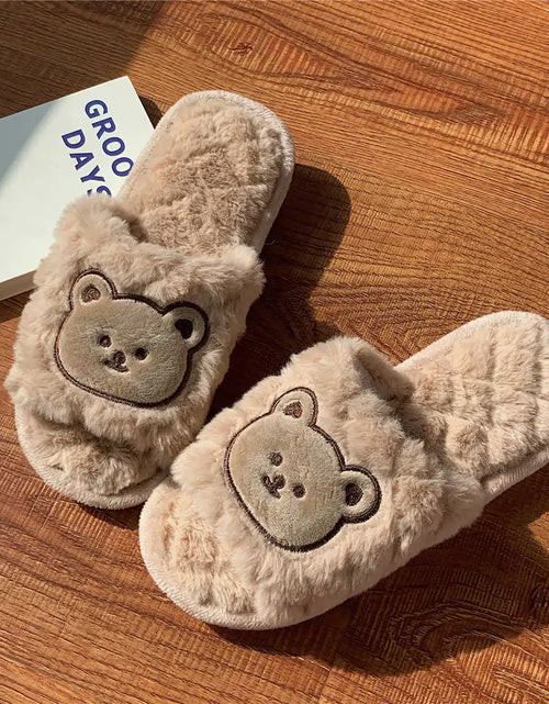 Load image into Gallery viewer, Cute Bear Cotton Slippers for Women in Autumn/Winter
