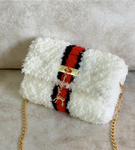 Hand-Woven Fleece Lined Plush One-Shoulder Bag