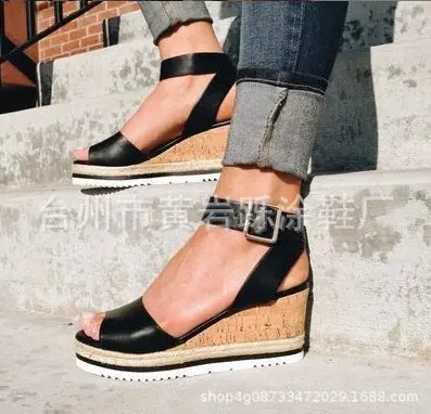 Load image into Gallery viewer, Summer Casual Korean Style Wedge Peep-Toe Heels
