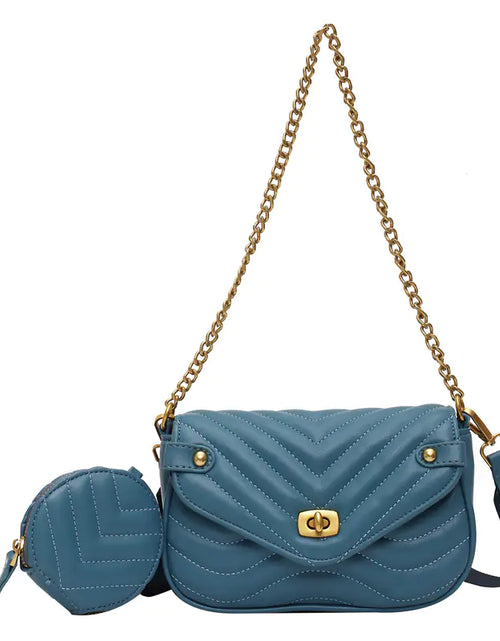 Load image into Gallery viewer, Quilted Crossbody Bag with Coin Purse and Chain
