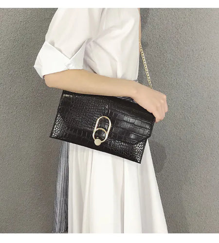 Fashionable Crocodile Pattern Women's Handbag and Crossbody