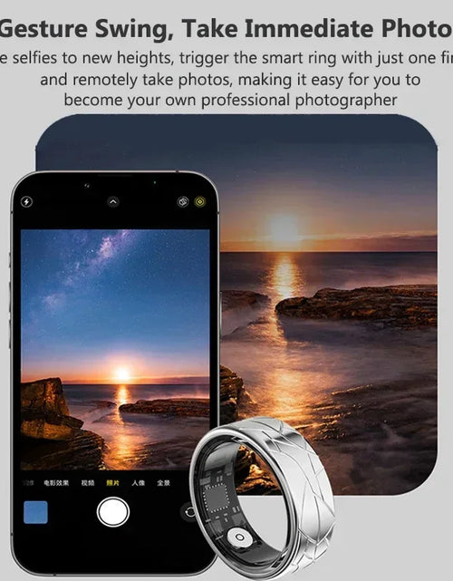 Load image into Gallery viewer, Smart Ring Women Health Tracker Heart Rate Blood Oxygen Photo Control Brush Tiktok Waterproof Multi-sport Modes Men Fitness Ring
