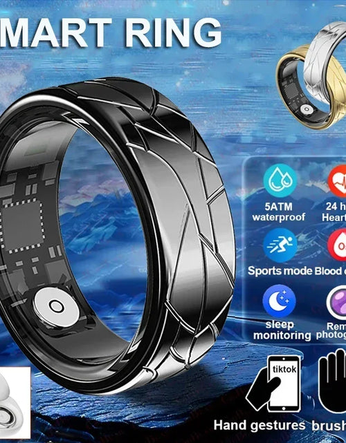 Load image into Gallery viewer, Smart Ring Women Health Tracker Heart Rate Blood Oxygen Photo Control Brush Tiktok Waterproof Multi-sport Modes Men Fitness Ring
