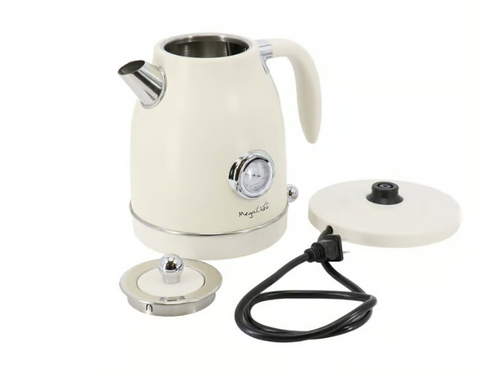 Load image into Gallery viewer, MegaChef 1.8 Quart Electric Tea Kettle and 2 Slice Toaster Combo in Creme
