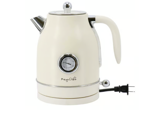 Load image into Gallery viewer, MegaChef 1.8 Quart Electric Tea Kettle and 2 Slice Toaster Combo in Creme
