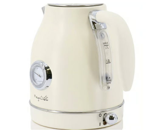 Load image into Gallery viewer, MegaChef 1.8 Quart Electric Tea Kettle and 2 Slice Toaster Combo in Creme
