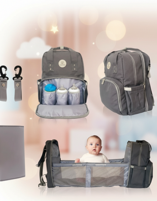 Load image into Gallery viewer, MoonBaby Backpack Diaper Bag Foldable Changing station Portable Crib Bassinet
